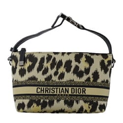 Christian Dior Pouch Women's Handbag Leather Technical Fabric Nomad Small Brown Black S5553BLNC Leopard Print