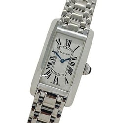 Cartier Watch Ladies Tank American Quartz 750WG White Gold Solid W26019L1 Square Polished
