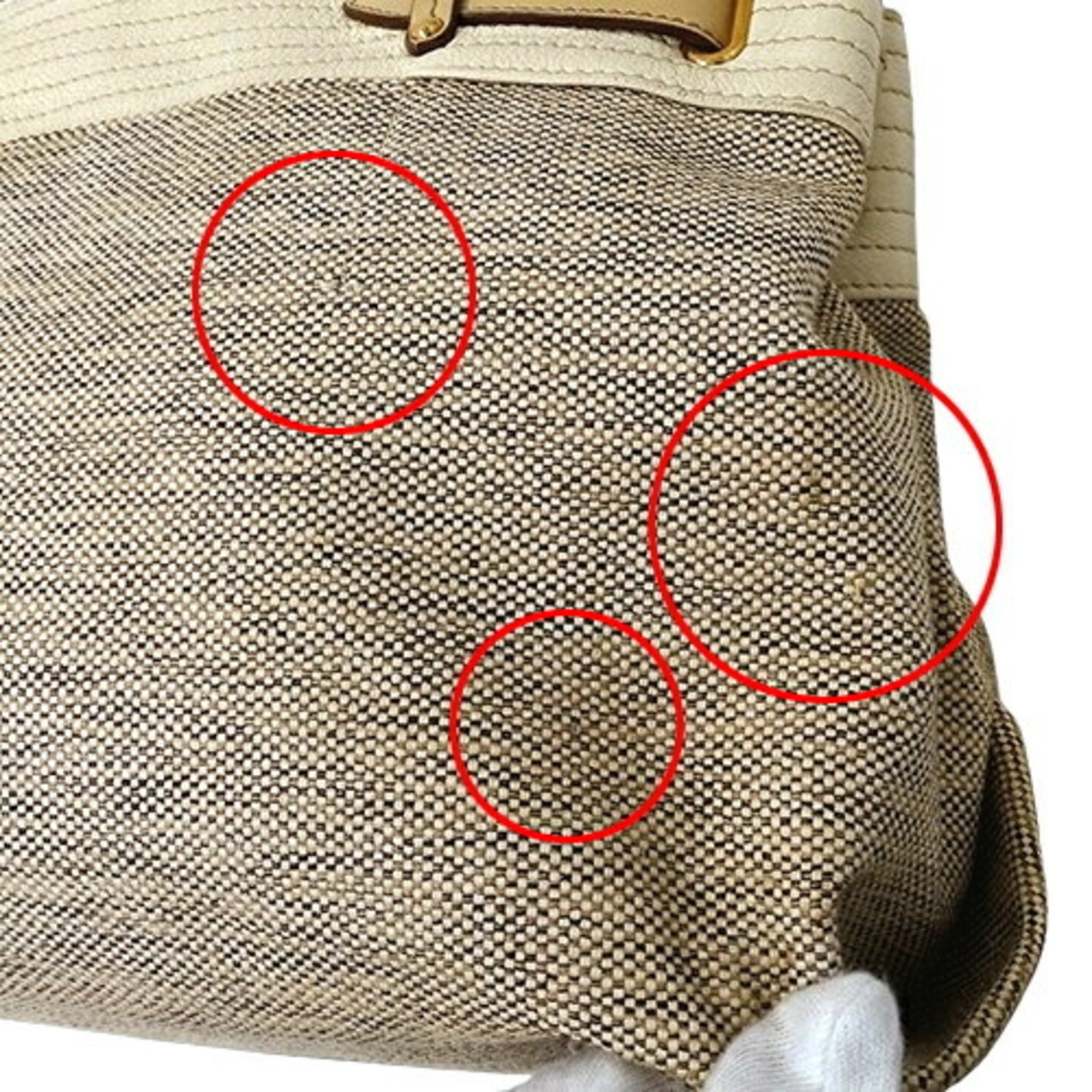 Salvatore Ferragamo Bag Women's Gancini Handbag Tote Shoulder 2way Canvas Beige 21C464