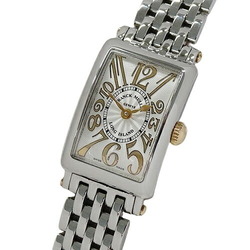 FRANCK MULLER Long Island Petit Relief 802 Watch Ladies Quartz Stainless Steel SS Square Silver Polished