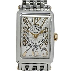 FRANCK MULLER Long Island Petit Relief 802 Watch Ladies Quartz Stainless Steel SS Square Silver Polished