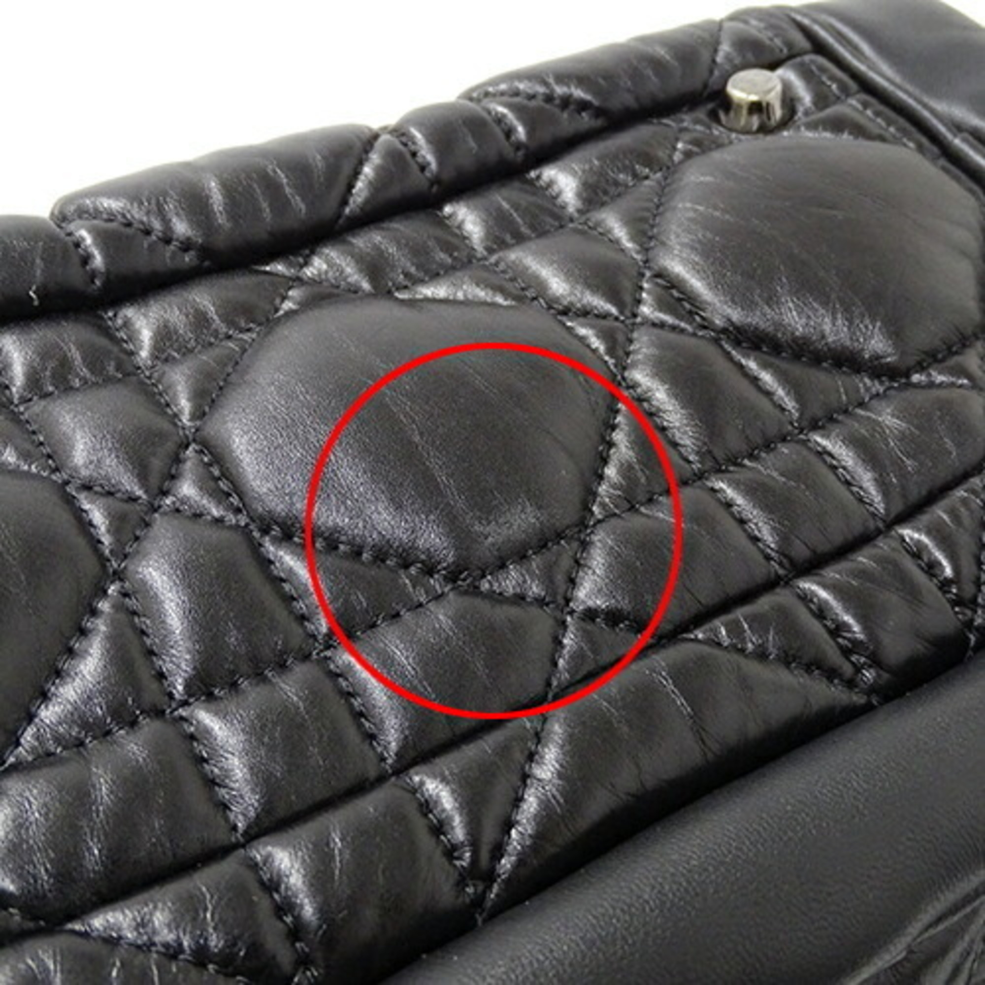 Christian Dior Bag Women's Shoulder Handbag 2way Macro Cannage Camera Calfskin Black Crossbody