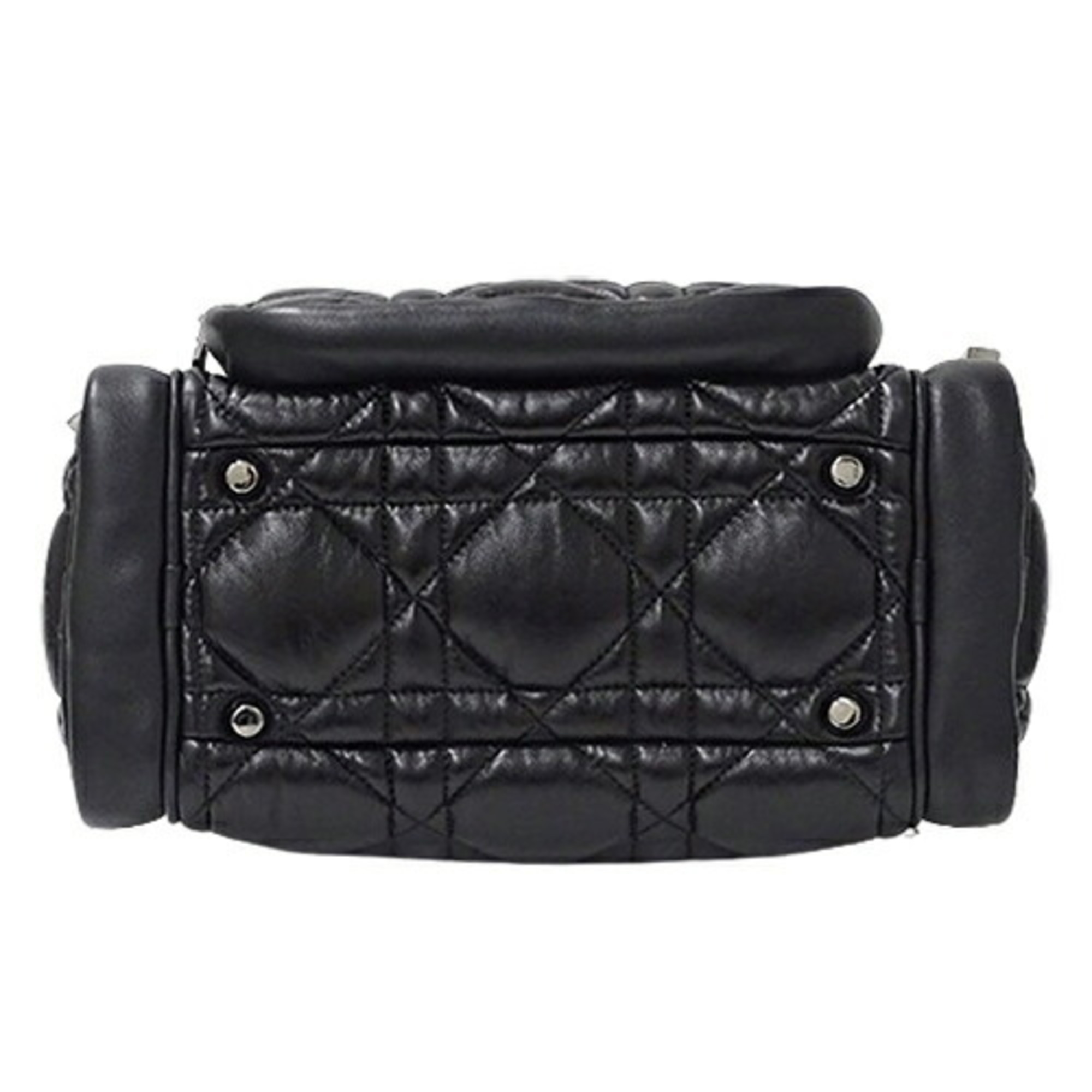 Christian Dior Bag Women's Shoulder Handbag 2way Macro Cannage Camera Calfskin Black Crossbody