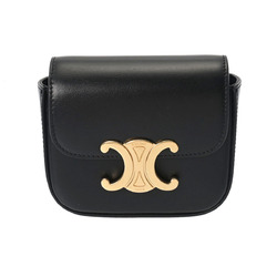 CELINE Claude Trinoff Black 10I513DPV.38NO Women's Shiny Calfskin Shoulder Bag