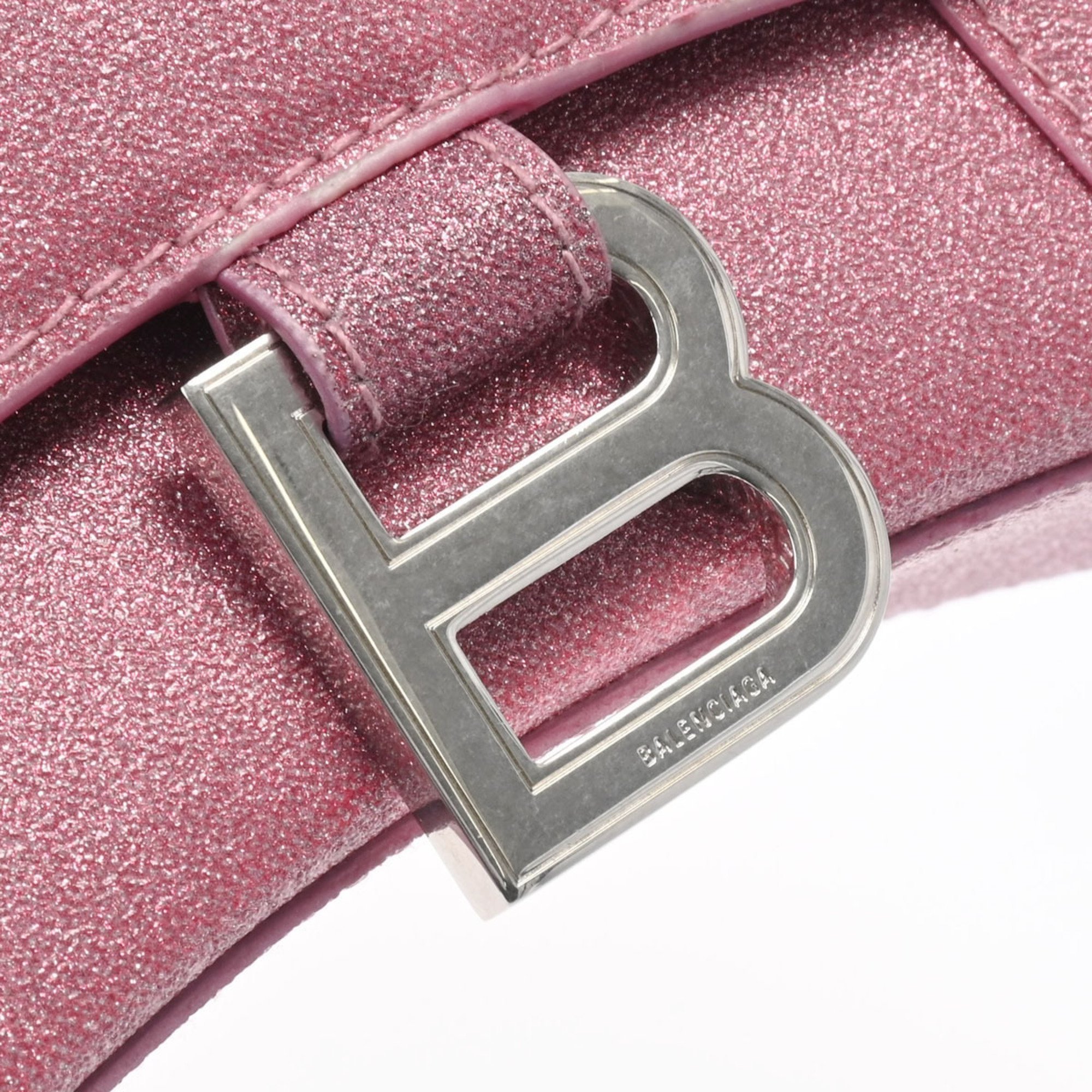 BALENCIAGA Hourglass XS Pink 592833 Women's Coated Canvas Handbag