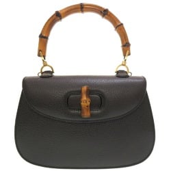 Gucci bamboo leather black 000 2113 0633 handbag bag 0187 GUCCI