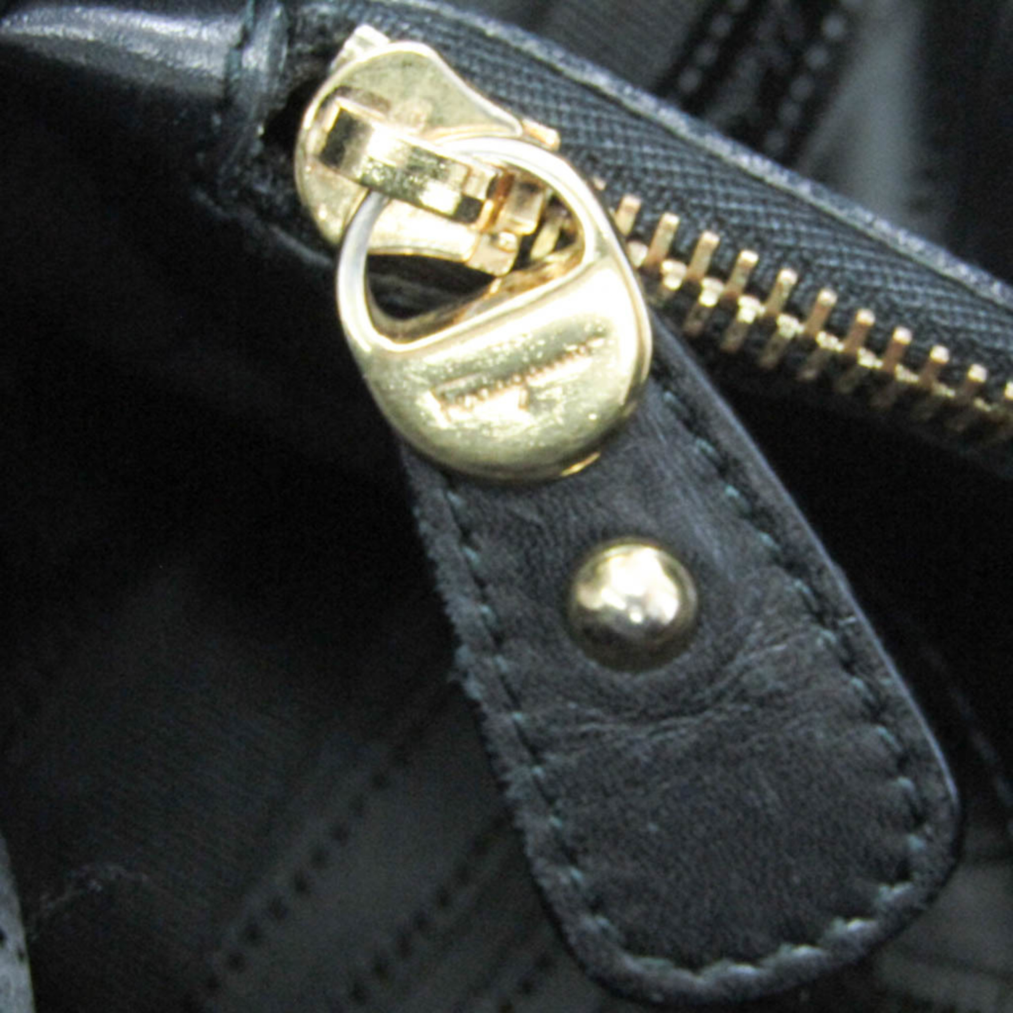 Salvatore Ferragamo GG-21D395 Women's Nylon,Leather Tote Bag Black