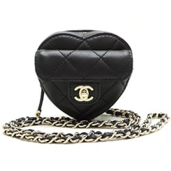 Chanel Matelasse Coco Mark Heart Chain Shoulder Ladies Coin Case AP2783 Lambskin Black