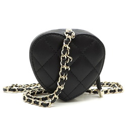 Chanel Matelasse Coco Mark Heart Chain Shoulder Ladies Coin Case AP2783 Lambskin Black