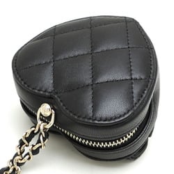 Chanel Matelasse Coco Mark Heart Chain Shoulder Ladies Coin Case AP2783 Lambskin Black