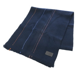 Hermes Cashmere Scarf Navy Leather Braided 100% 40×180