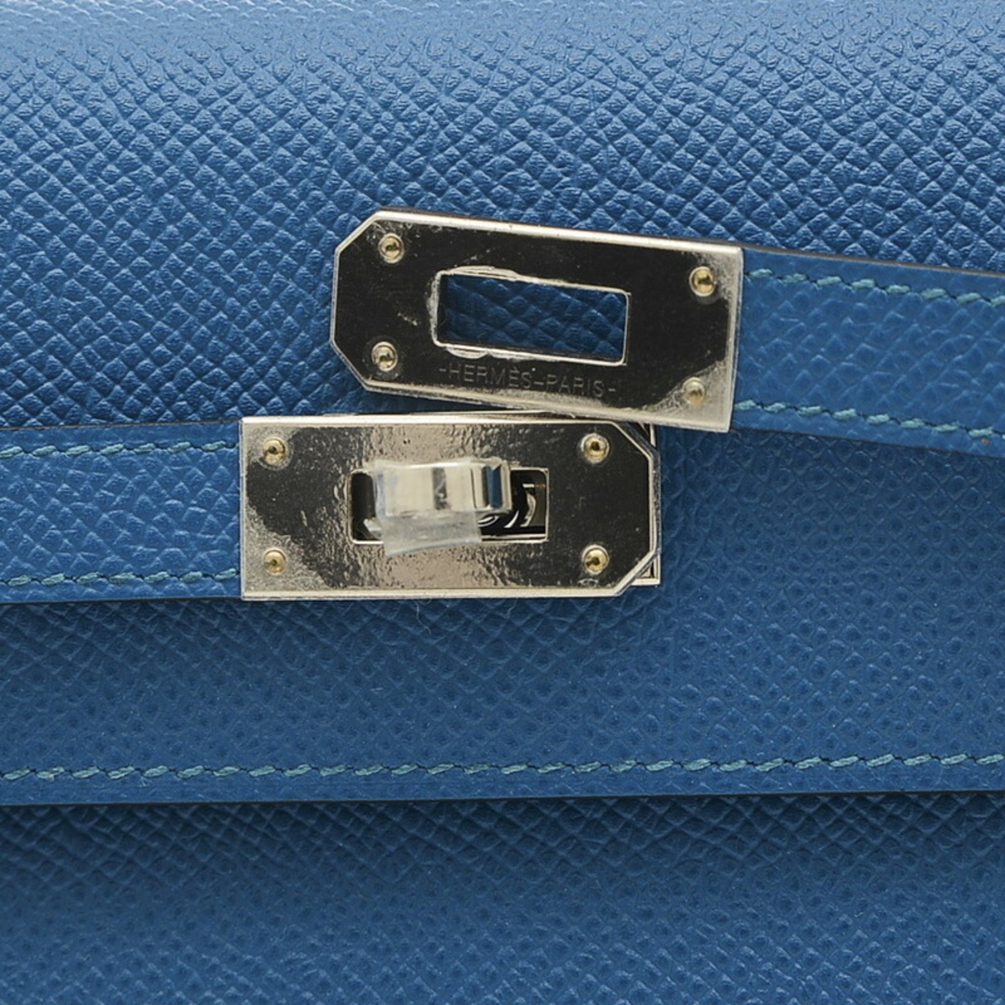 Hermes Kelly to Go Shoulder Bag Epson Blue Frida Silver Hardware B Stamped