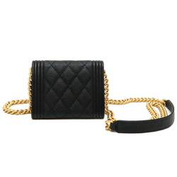 Chanel Boy Chain Women's AP2206 Caviar Skin Black x