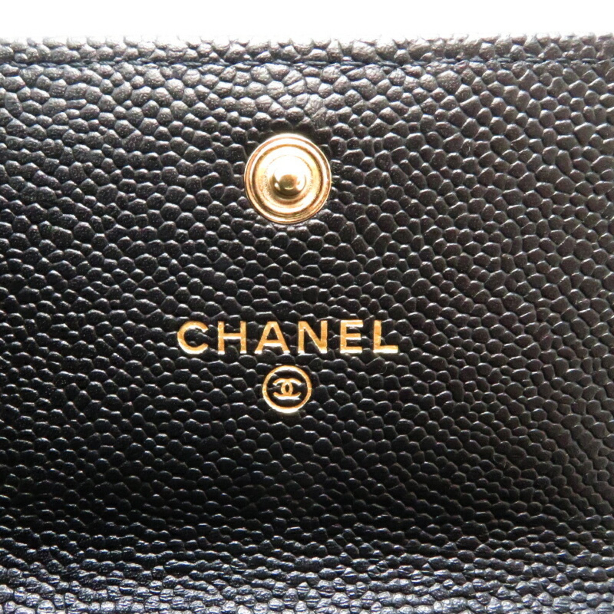 Chanel Boy Chain Women's AP2206 Caviar Skin Black x