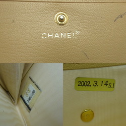 Chanel ladies card case leather beige