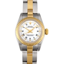 Rolex Oyster Perpetual 67193 YG×SS T number ladies automatic watch Roman white dial