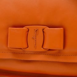 Salvatore Ferragamo Ferragamo Viva Bow Vara Ribbon Chain Shoulder Bag Leather Orange 211287