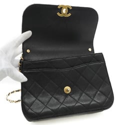CHANEL19 Matelasse Top Handle 2Way Bag Leather Black AS0970
