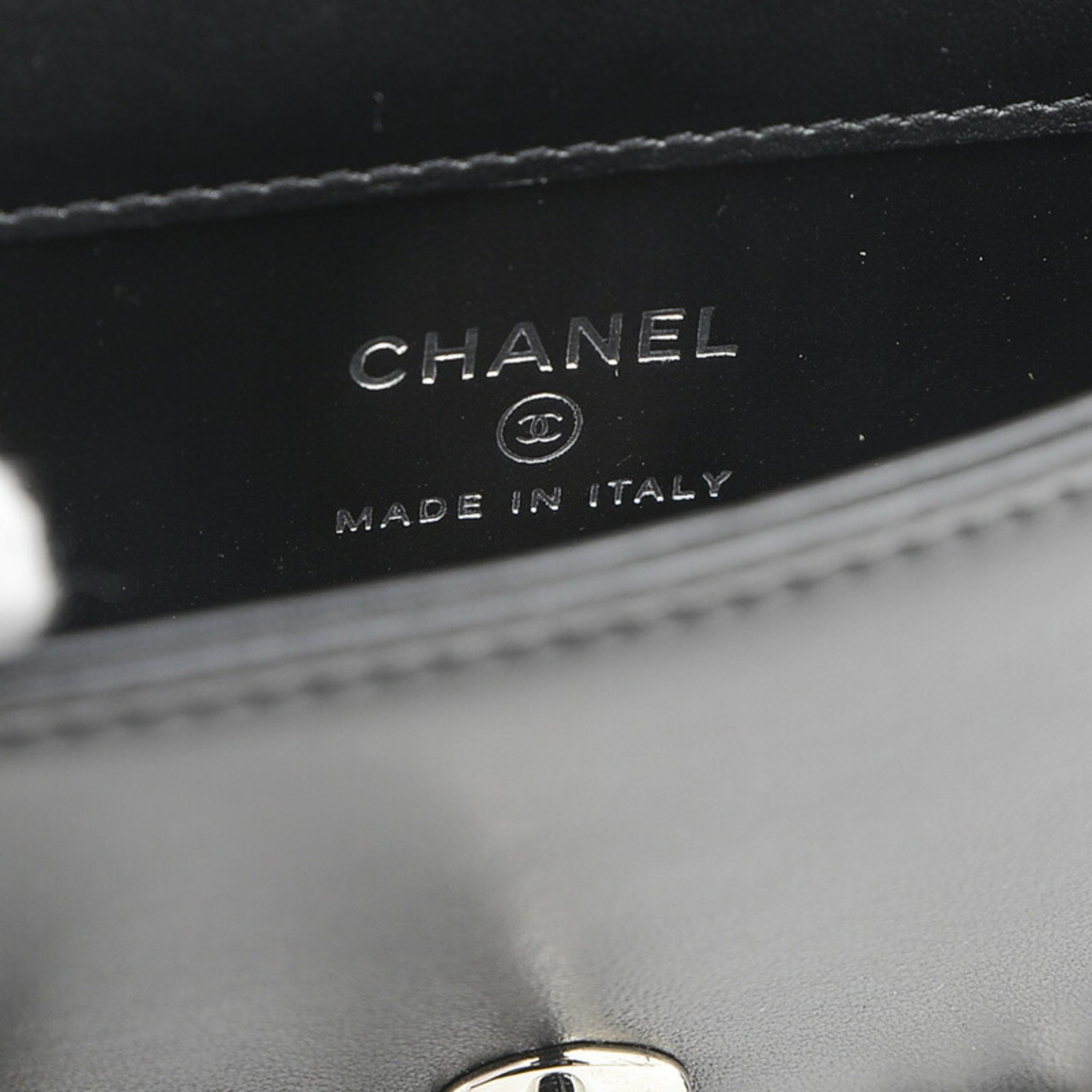 Chanel Matelasse Strass Mini Chain Shoulder Satin Black Silver Hardware