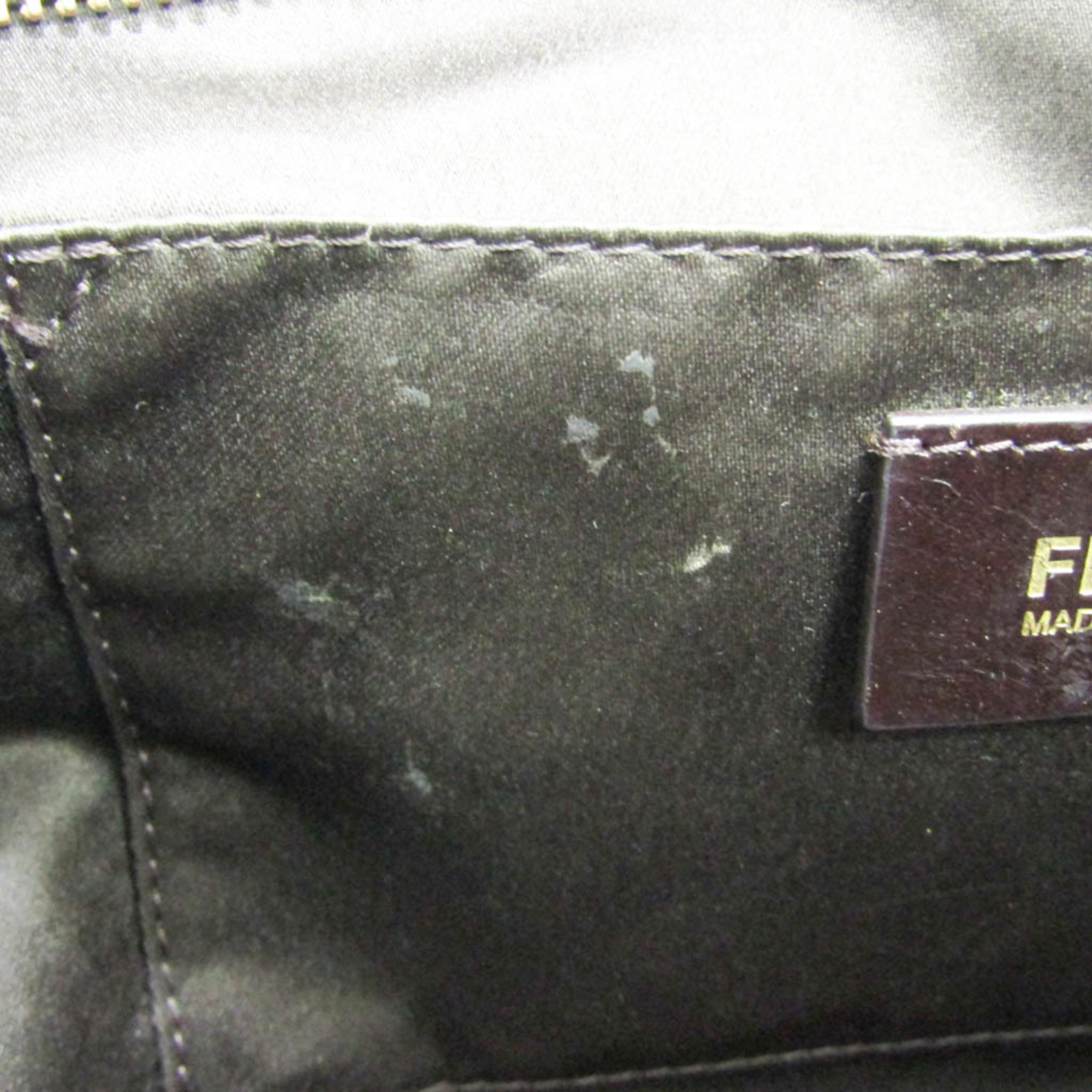 Fendi 8BH236 Women's Leather Shoulder Bag,Tote Bag Brown