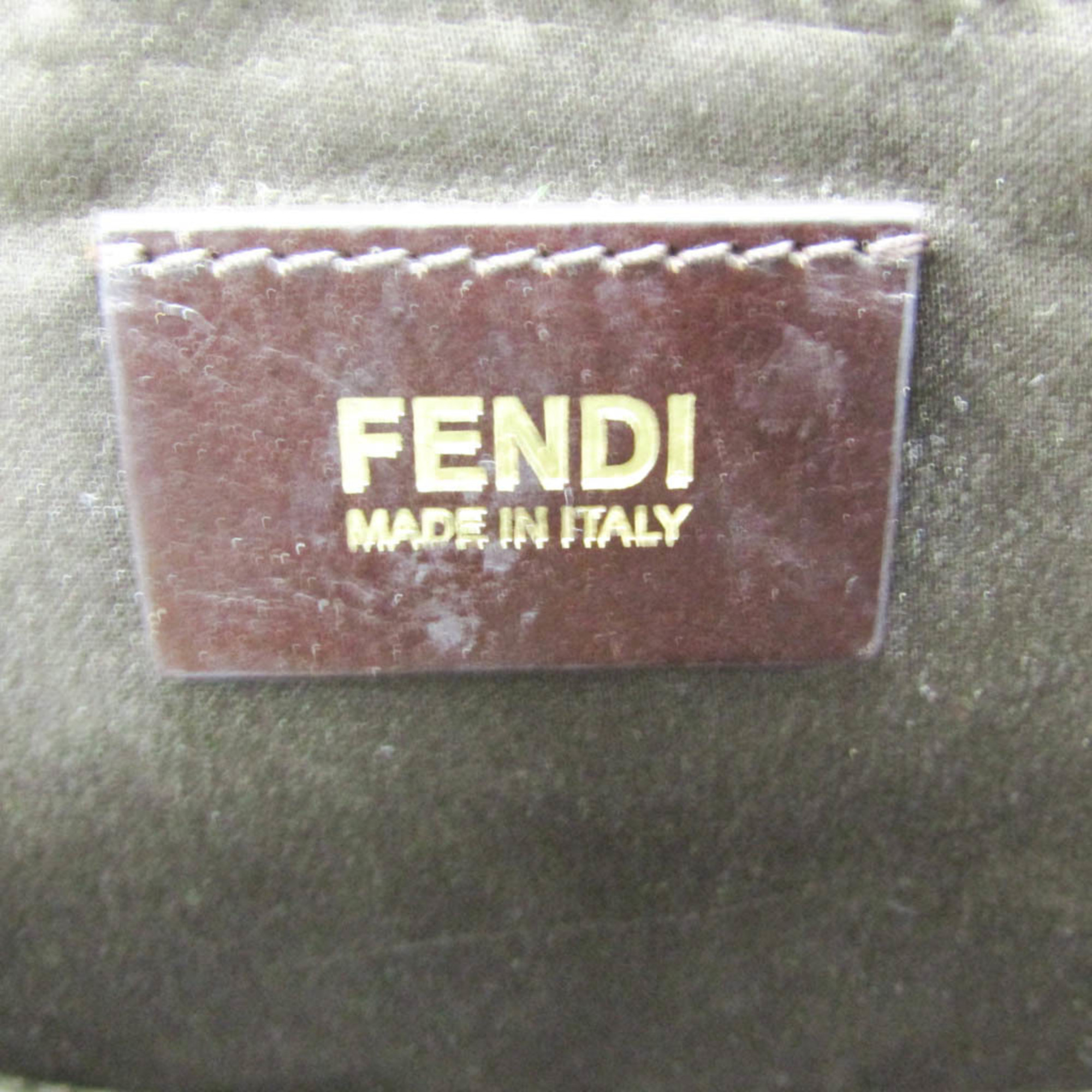 Fendi 8BH236 Women's Leather Shoulder Bag,Tote Bag Brown