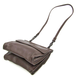 Bottega Veneta Intrecciato Women,Men Leather Shoulder Bag Dark Brown