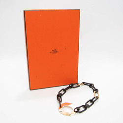 Hermes Buffalo Horn,Metal Women's Choker Necklace (Dark Brown,Gold)