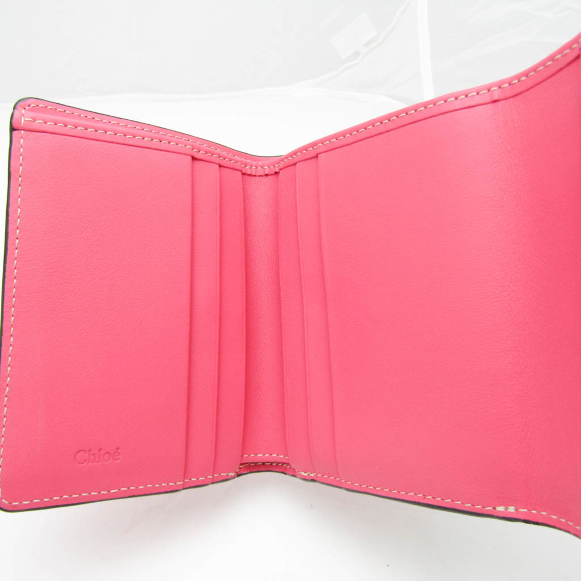 Chloé Women's Leather Wallet (tri-fold) Bordeaux,Cream,Pink