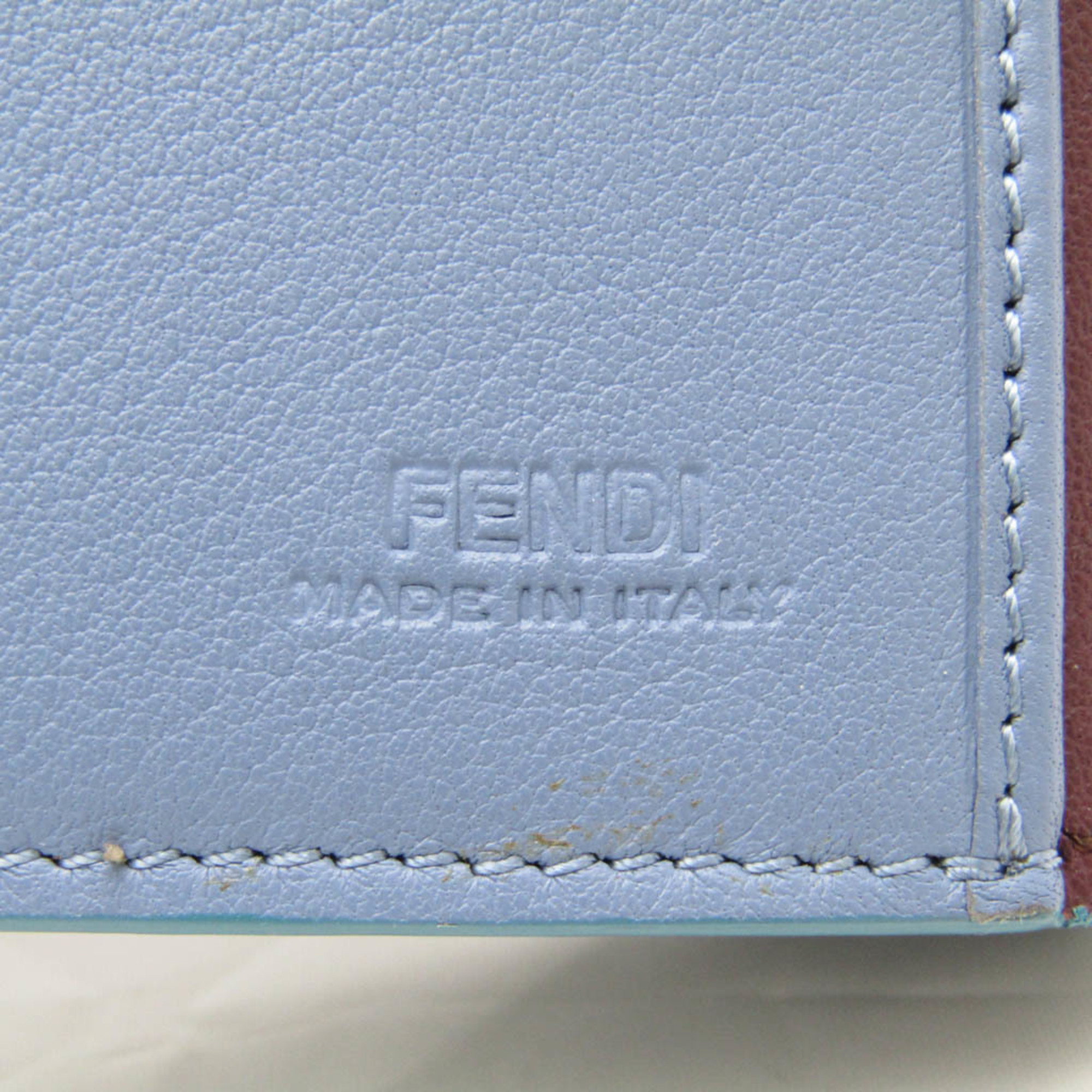 Fendi PEEKABOO 8M0308 Men,Women Leather Long Wallet (bi-fold) Blue,Bordeaux