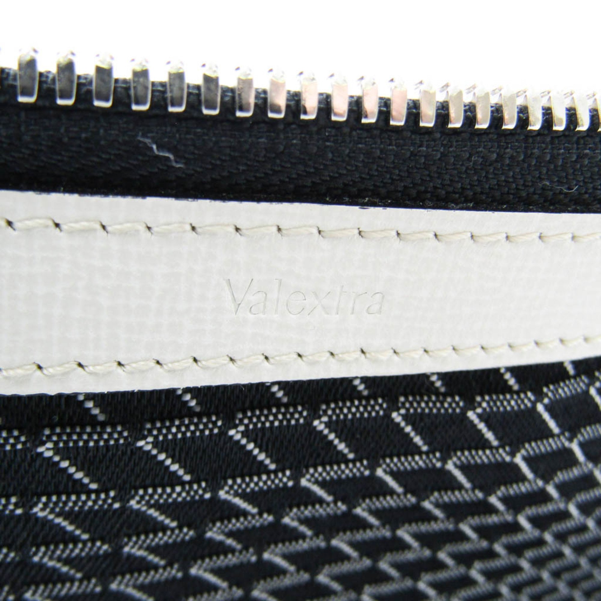 Valextra Women,Men Leather,Nylon Canvas Clutch Bag Black,Off-white