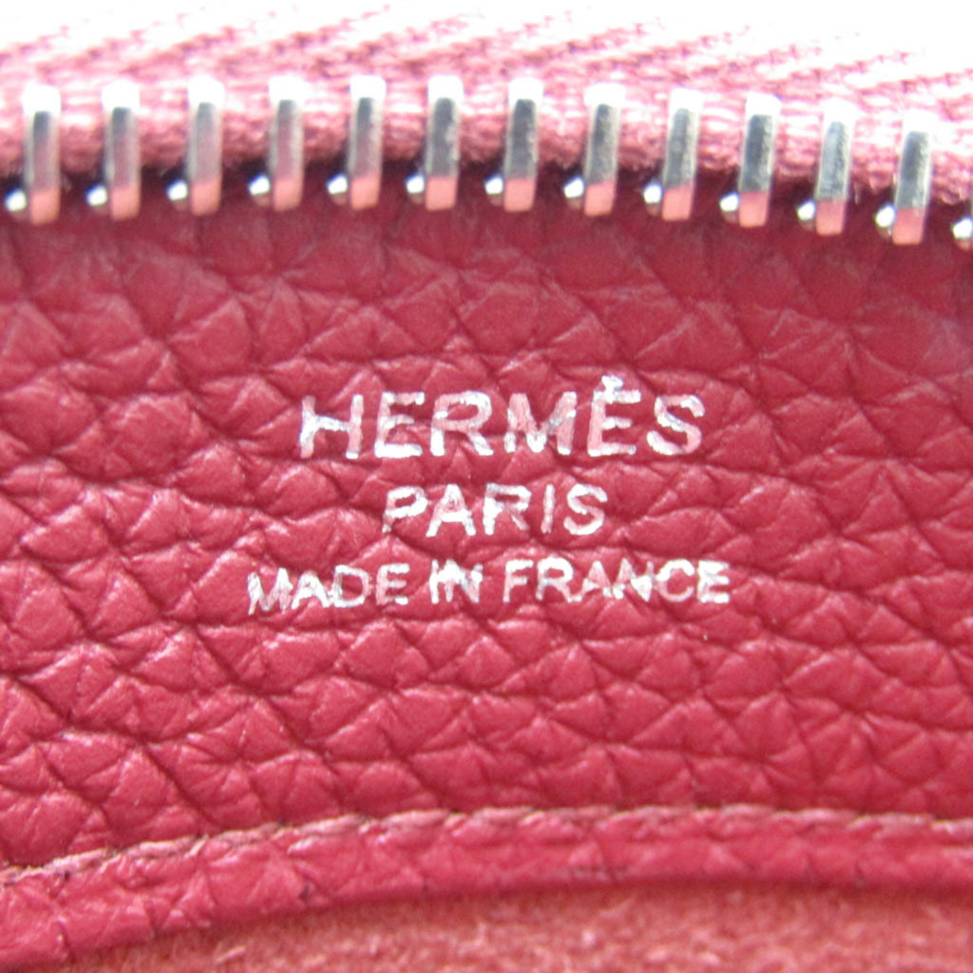 Hermes Bazaar Mini Women,Men Togo Leather Pouch Rouge Grenat