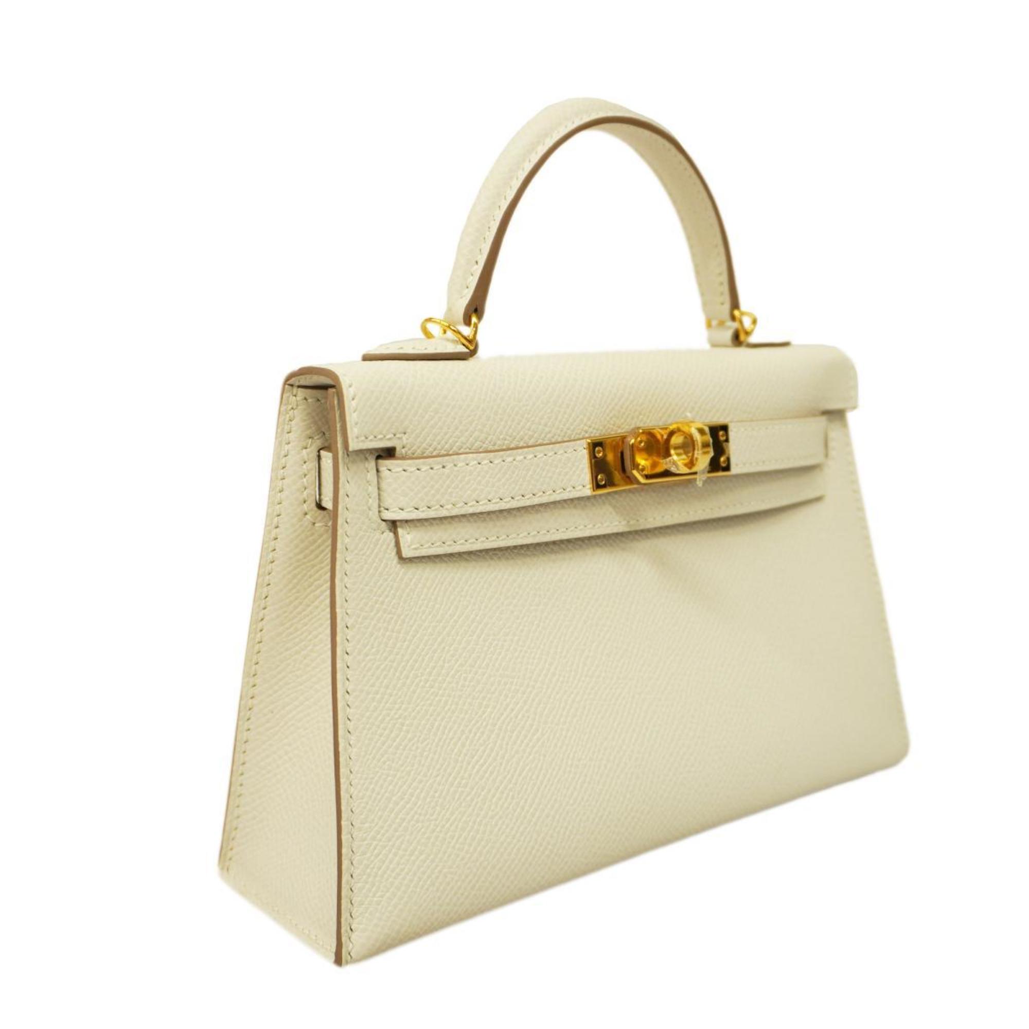 Hermes Handbag Mini Kelly Vaux Epson Mushroom Gold Hardware 