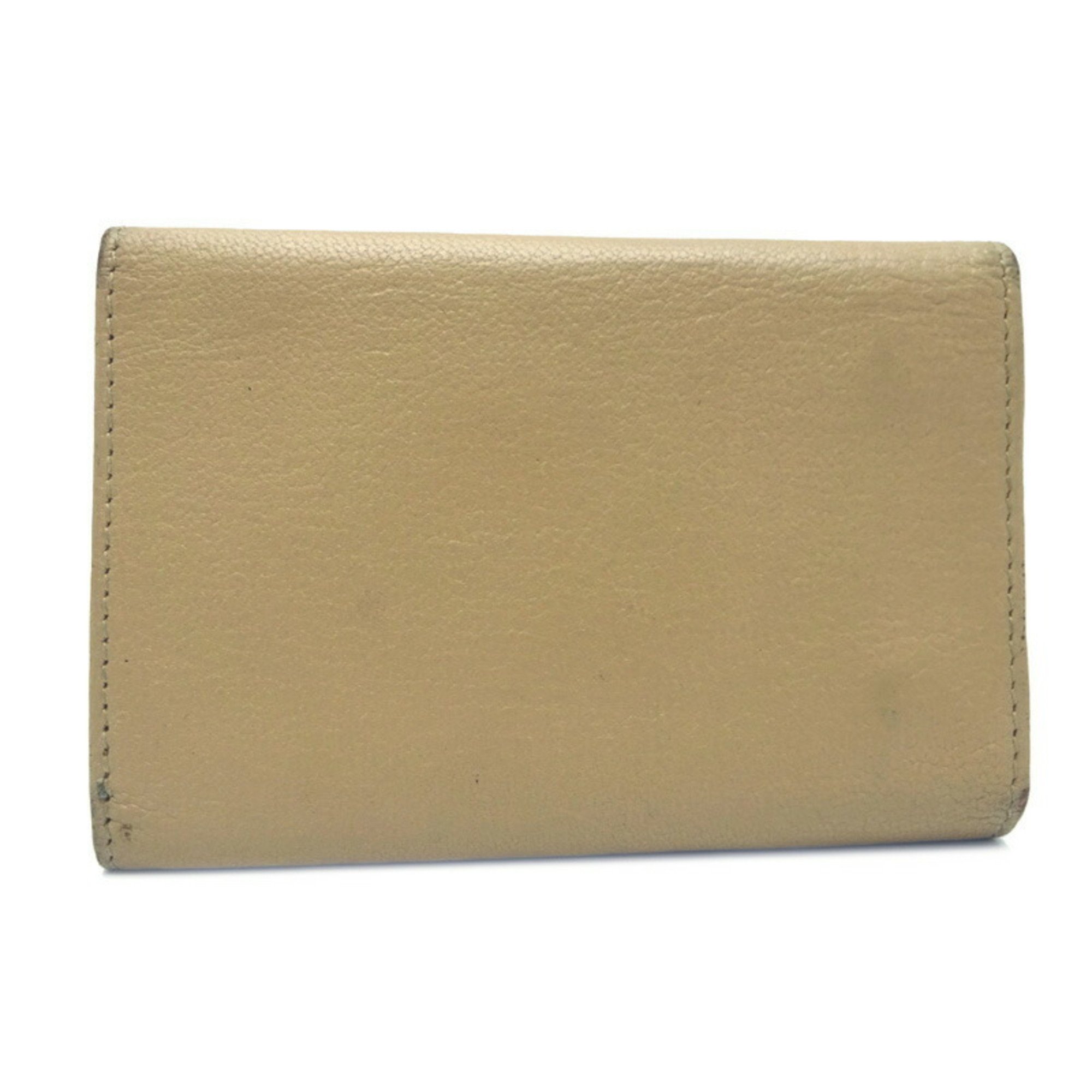 Chanel 6 key case ladies leather beige
