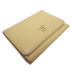 Chanel 6 key case ladies leather beige