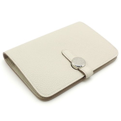 Hermes Dogon B Engraved 2023 SV Hardware (Palladium) Women's/Men's Bifold Wallet Taurillon Clemence (White)
