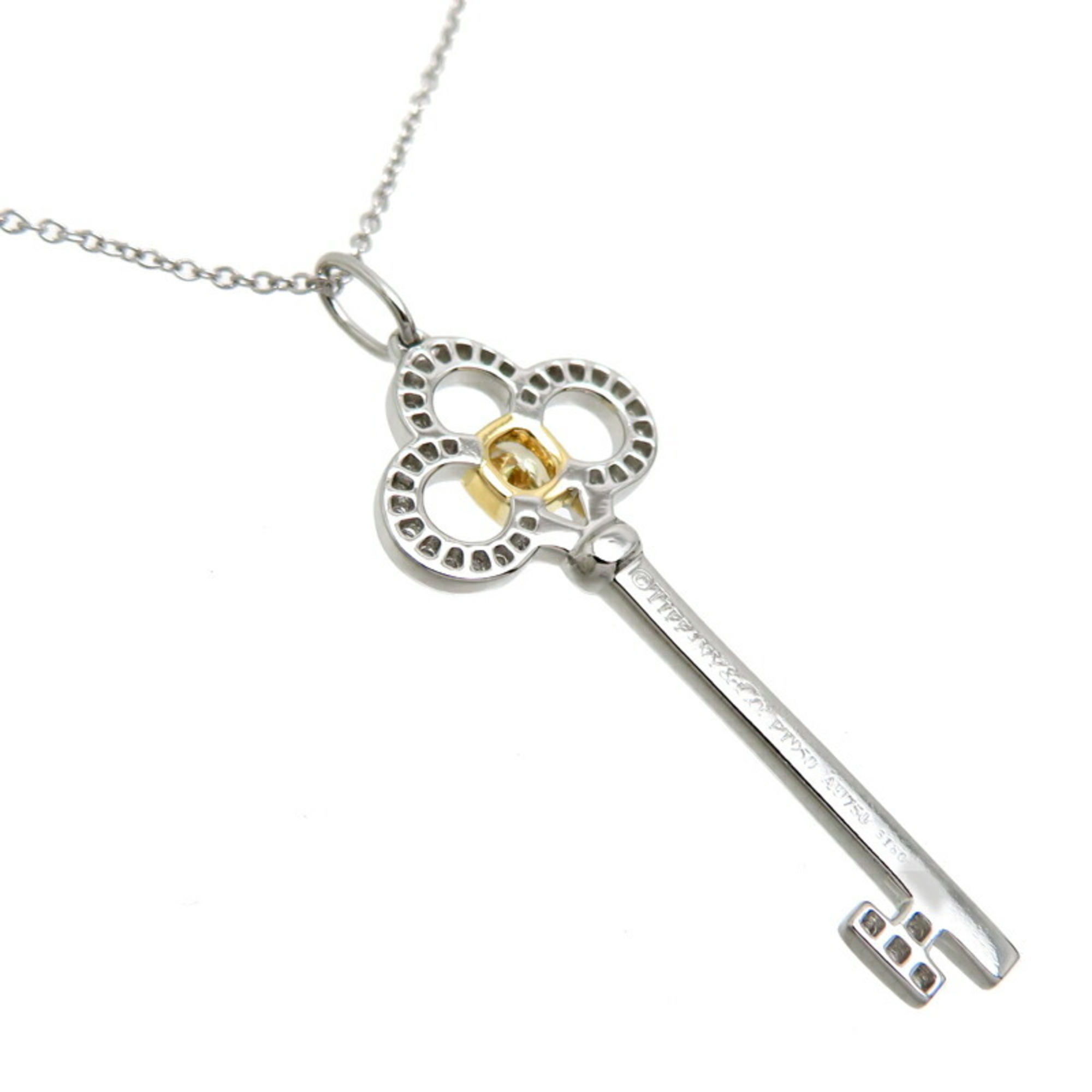 Tiffany Crown Key Yellow Diamond Pendant Women's Necklace 44271099 750 Gold