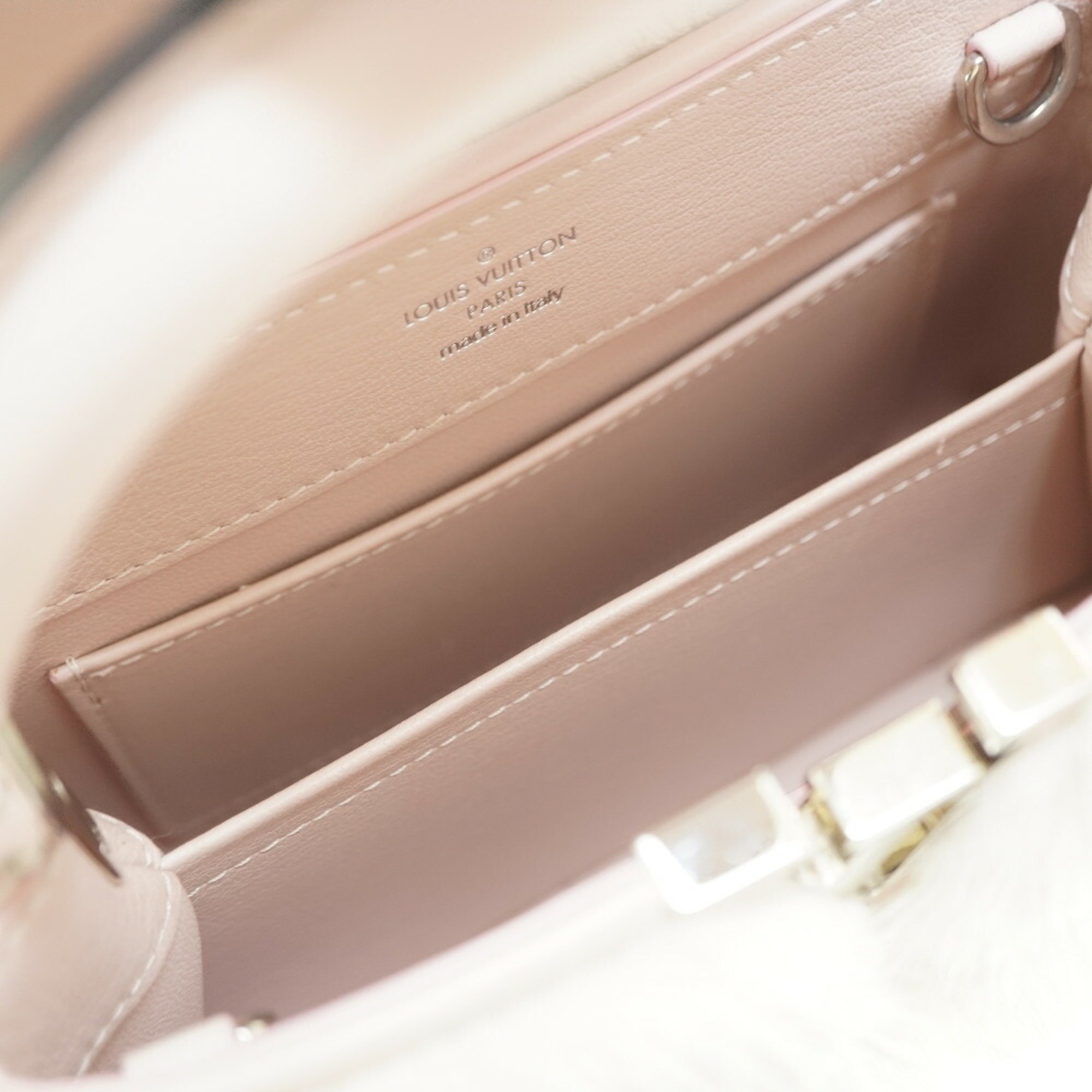 Louis Vuitton Capucines Mink M56916 Shoulder Handbag Pink LV 0051LOUIS VUITTON with shoulder strap
