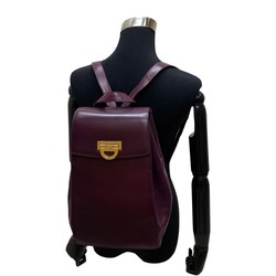 CELINE Vintage Logo Metal Fittings Calf Leather Genuine Rucksack Backpack Body Bag Purple 25744