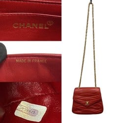 CHANEL Coco Mark Turnlock Hardware Lambskin Mini Shoulder Bag Red 31845