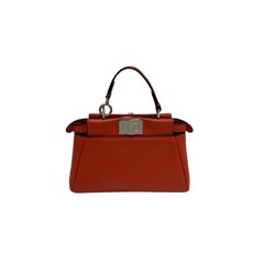 FENDI Micro Peekaboo Leather 2way Mini Shoulder Bag Handbag Red 20614