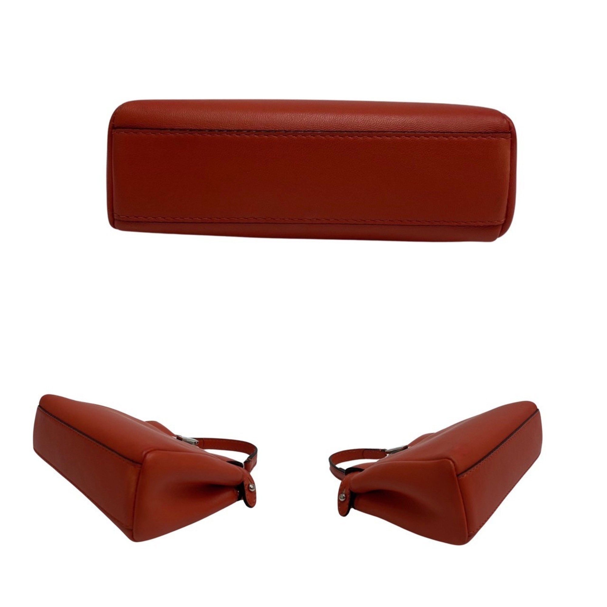 FENDI Micro Peekaboo Leather 2way Mini Shoulder Bag Handbag Red 20614