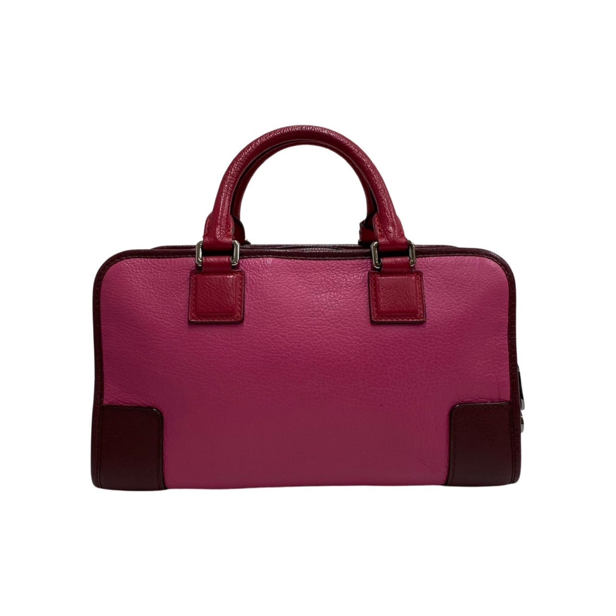 LOEWE Amazona 28 Anagram Logo Leather Genuine Handbag Mini Boston Bag Pink Bordeaux 28059