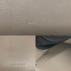 CELINE Logo Leather Genuine Bifold Wallet Mini Coin Purse Case Card Gray 24259