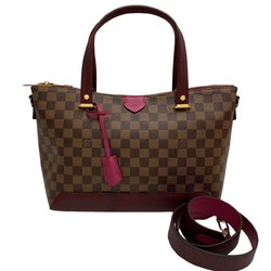 LOUIS VUITTON Hyde Park Fuchsia Damier Leather Genuine 2way Handbag Shoulder Bag Brown 48546