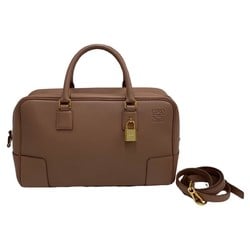 LOEWE Amazona 28 Anagram Logo Leather Genuine 2way Handbag Shoulder Bag Pink Beige 42509
