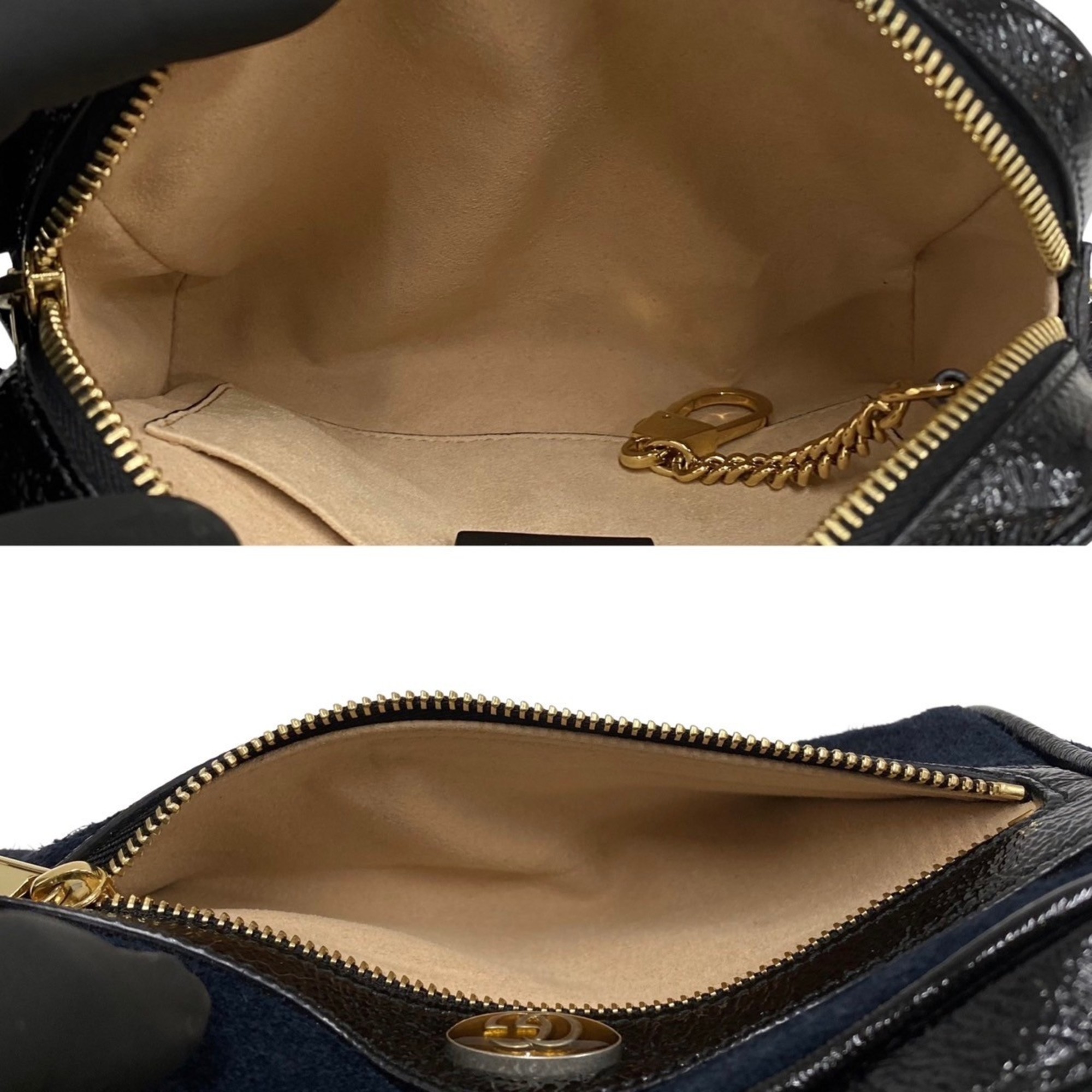 GUCCI Gucci Ophidia Sherry Line GG Logo Metal Fittings Suede Leather Genuine Mini Shoulder Bag Navy 28697