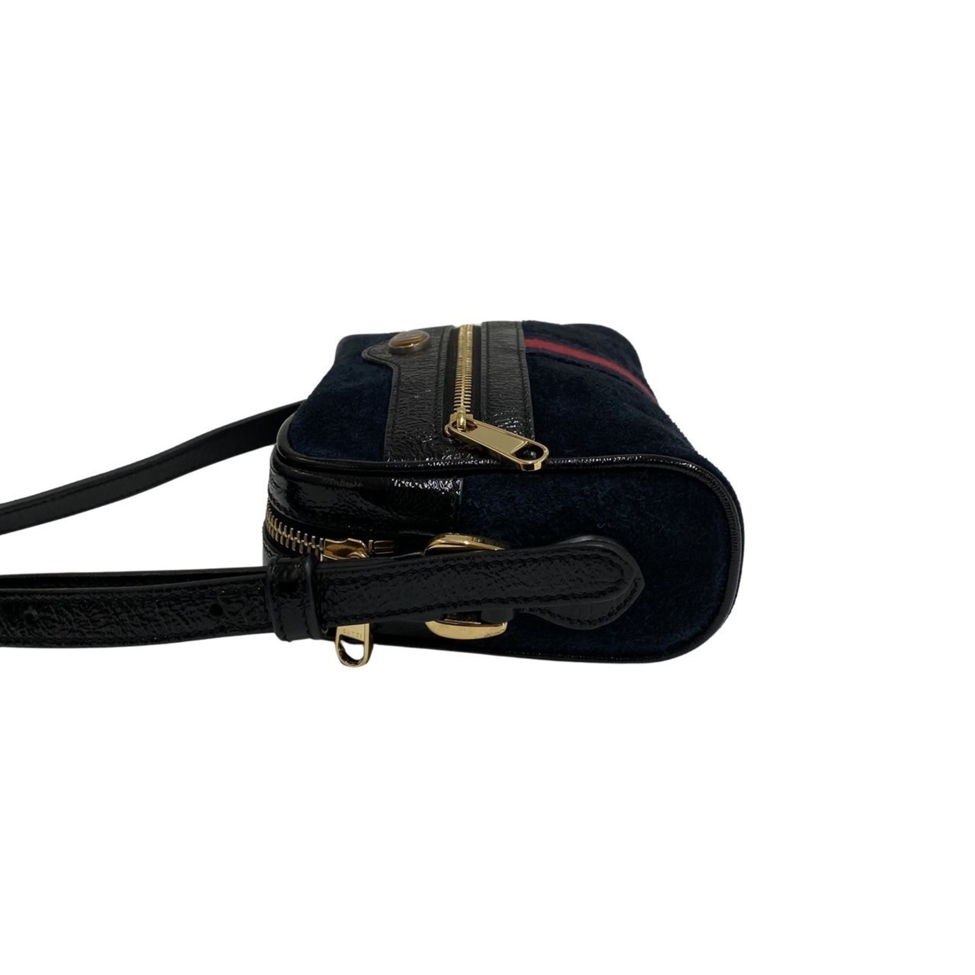 GUCCI Gucci Ophidia Sherry Line GG Logo Metal Fittings Suede Leather Genuine Mini Shoulder Bag Navy 28697