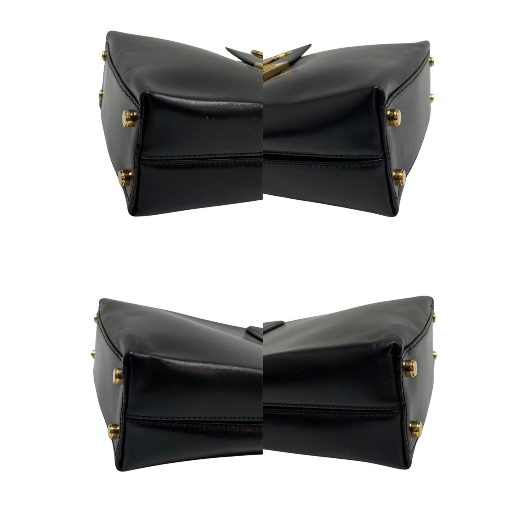Salvatore Ferragamo Gancini Calf Leather 2way Handbag Shoulder Bag Black 54453
