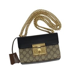 GUCCI Gucci Padlock GG Small Leather Genuine Chain Mini Shoulder Bag Brown Black 32020