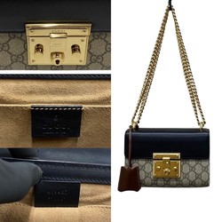 GUCCI Gucci Padlock GG Small Leather Genuine Chain Mini Shoulder Bag Brown Black 32020